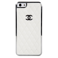 Накладка CHANEL для iPhone 5/5S серебряная+белая кожа Miaget